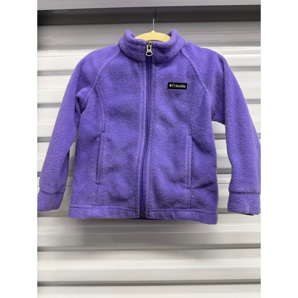 Columbia Girls Purple Fleece Full Zip Jacket Mock Neck Outdoor Layer Size XS 6